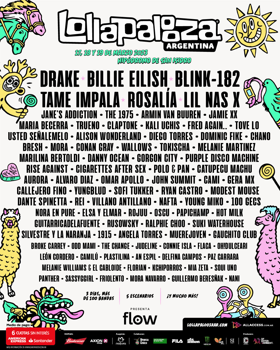 LAS ROSAS LA GRILLA DEL LOLLAPALOOZA 2025