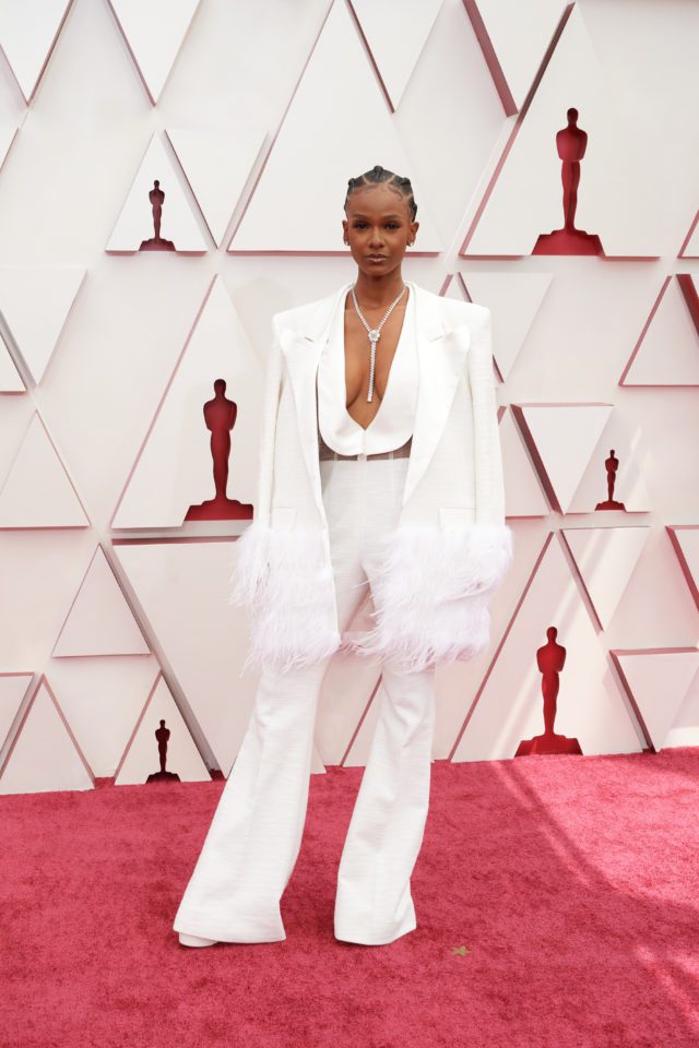 Oscar® nominee Tiara Thomas arrives on the red carpet of The 93rd Oscars® at Union Station in Los Angeles, CA on Sunday, April 25, 2021.