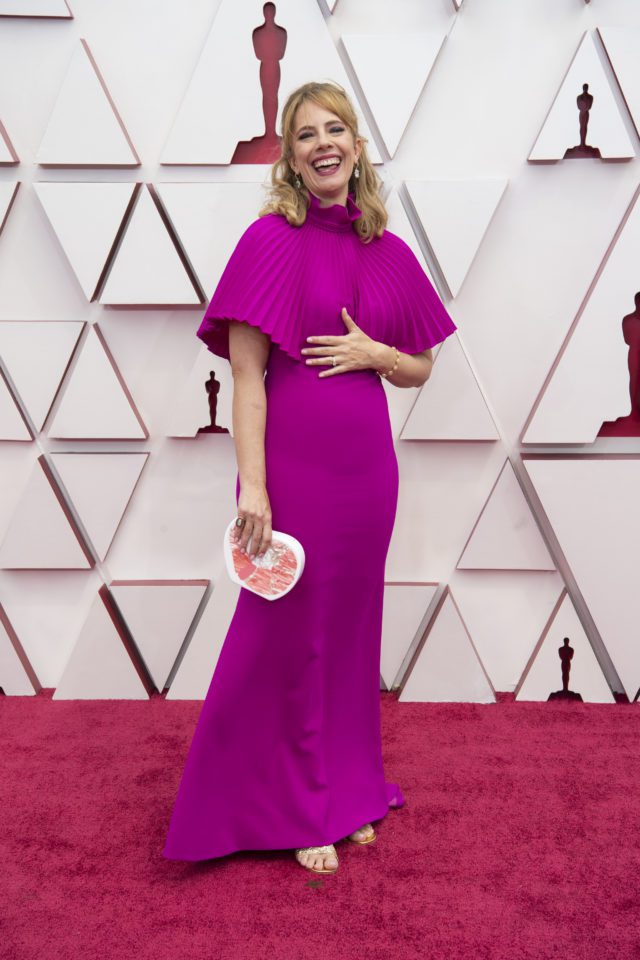 Oscar® nominee Erica Rivinoja arrives on the red carpet of The 93rd Oscars® at Union Station in Los Angeles, CA on Sunday, April 25, 2021.