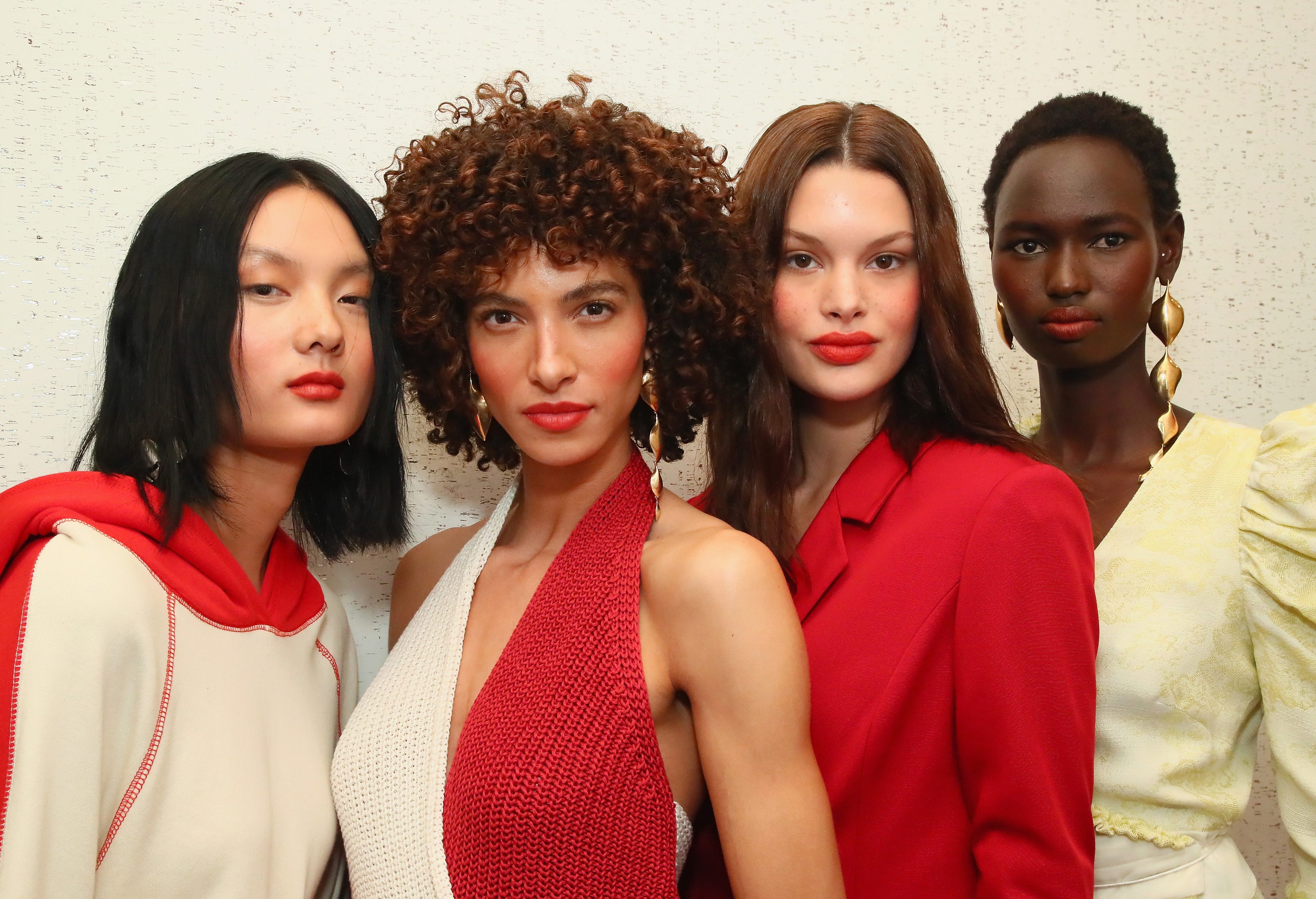 NEW YORK, NY - SEPTEMBER 07:  Models poses backstage for TRESemme At Hellessy during New York Fashion Week on September 7, 2018 in New York City.  (Photo by Astrid Stawiarz/Getty Images for TRESemme)