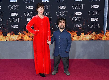 US actor Peter Dinklage and his wife Erica Schmidt arrive for the "Game of Thrones" eighth and final season premiere at Radio City Music Hall on April 3, 2019 in New York city. (Photo by Angela Weiss / AFP)