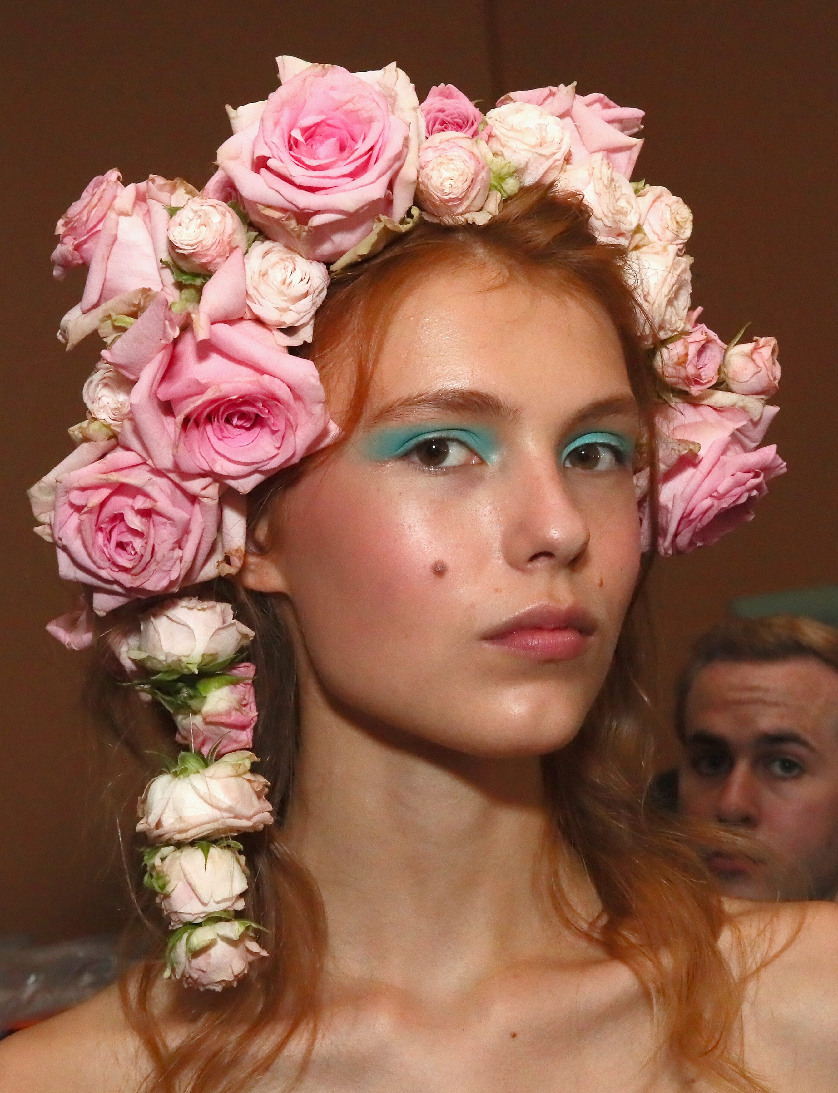 NEW YORK, NY - SEPTEMBER 09:  A model poses backstage for TRESemme at Rodarte during New York Fashion Week on September 9, 2018 in New York City.  (Photo by Astrid Stawiarz/Getty Images for TRESemme)